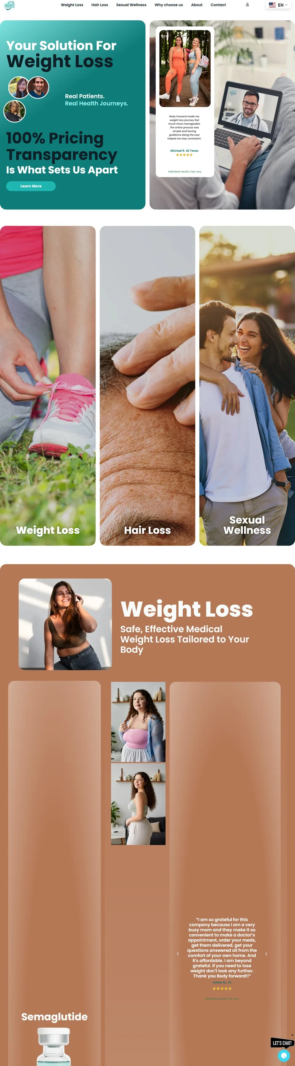 Body Forward homepage, the live build by Reliable PR & Marketing