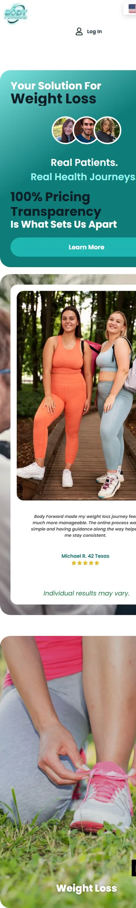 Body Forward mobile experience