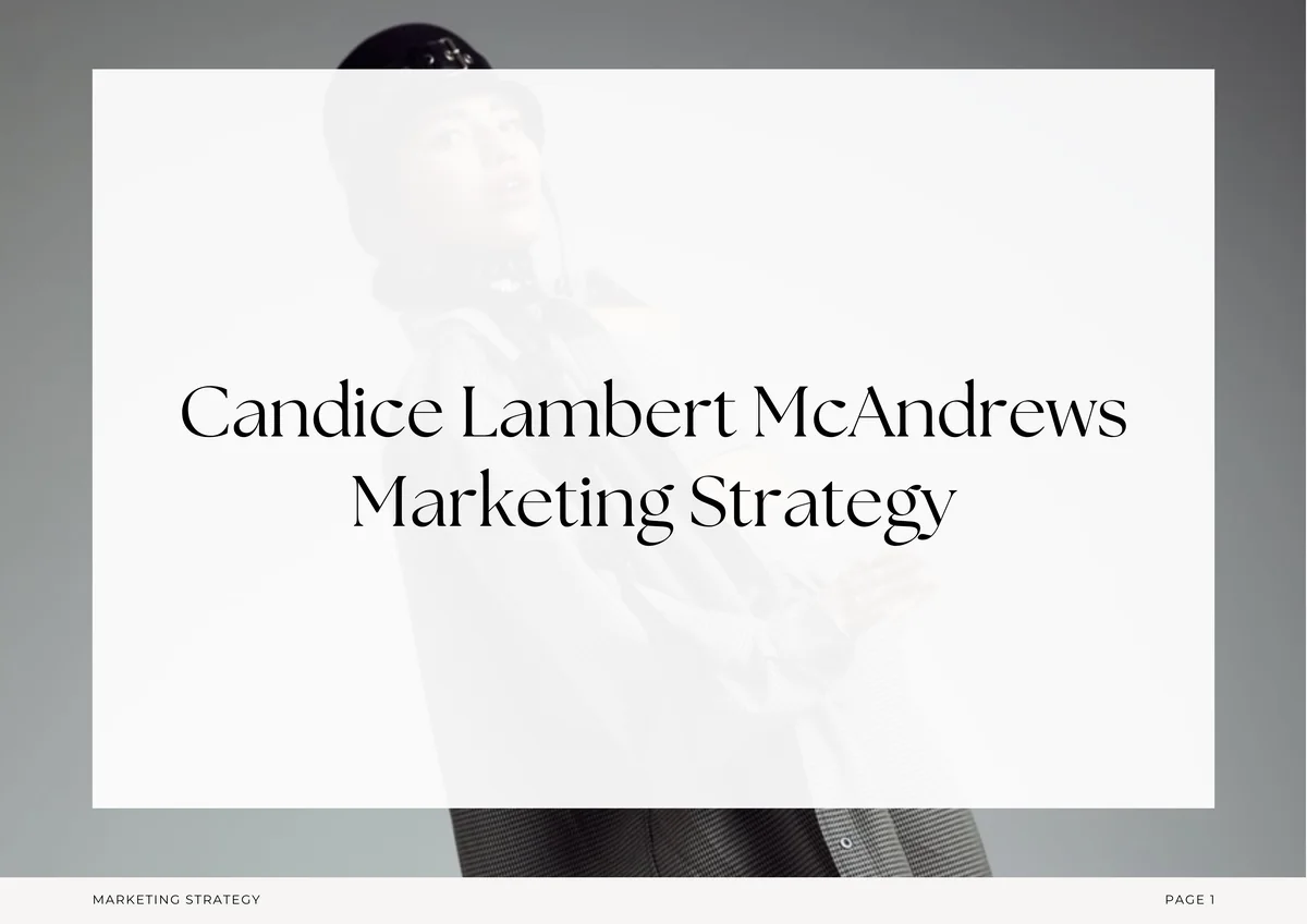 The cover of the Candice Lambert McAndrews marketing strategy brand book